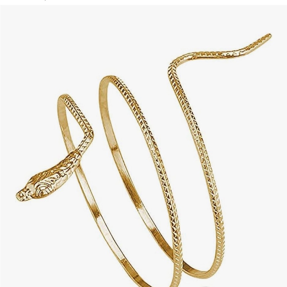 Egyptian Gold Tone Metal Snake Serpent Armband Bracelet